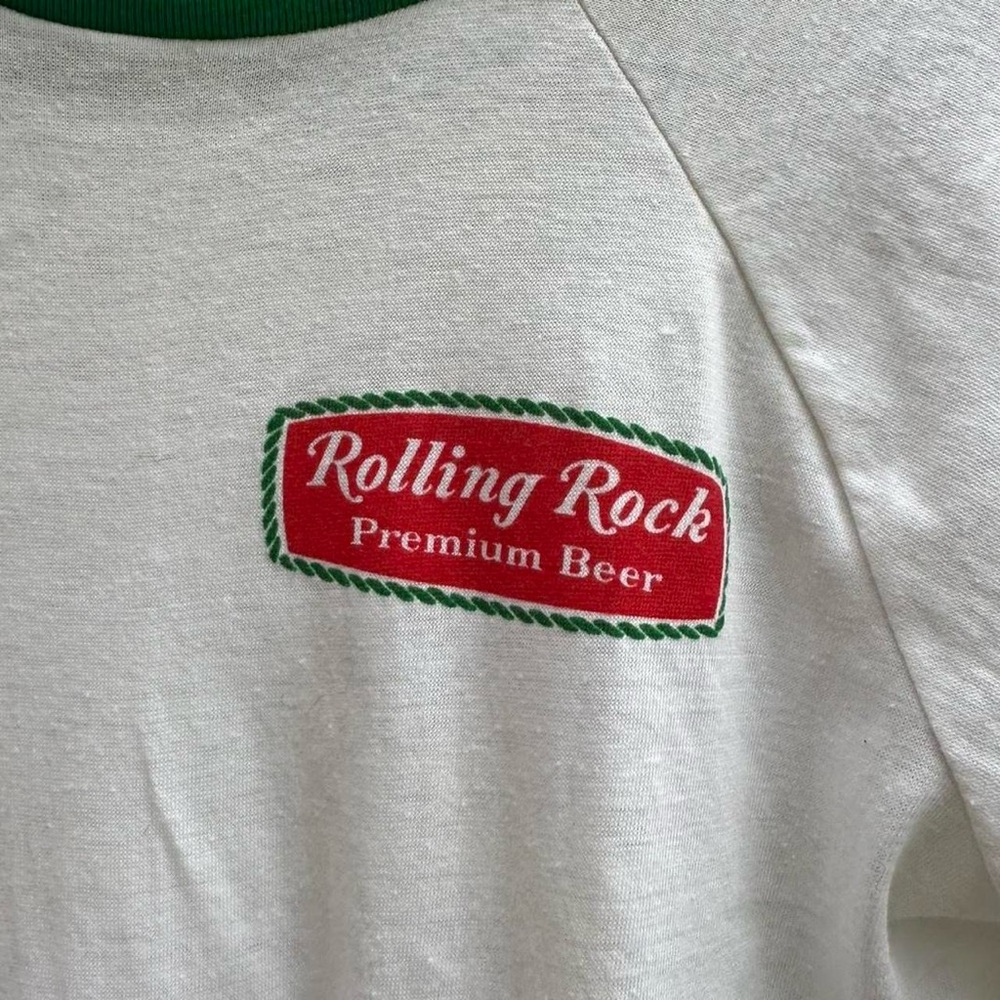 Handmade Reworked Vintage Ringer Rolling Rock T-Shirt Patchwork Dress M/L - Picture 6 of 6